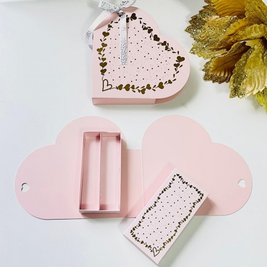 Kalp Tasarım Kutu Pembe (Sert Sıvama Kutu)