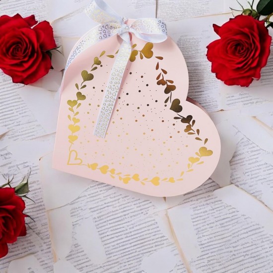 Kalp Tasarım Kutu Pembe (Sert Sıvama Kutu)