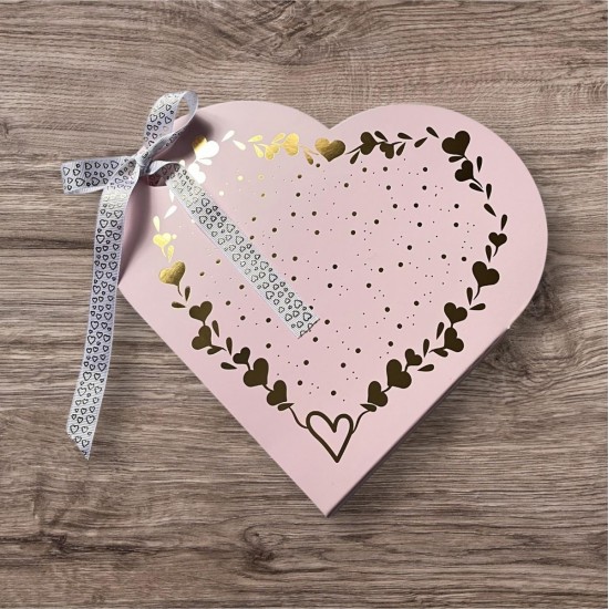 Kalp Tasarım Kutu Pembe (Sert Sıvama Kutu)