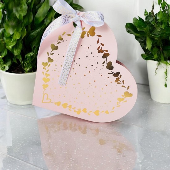 Kalp Tasarım Kutu Pembe (Sert Sıvama Kutu)