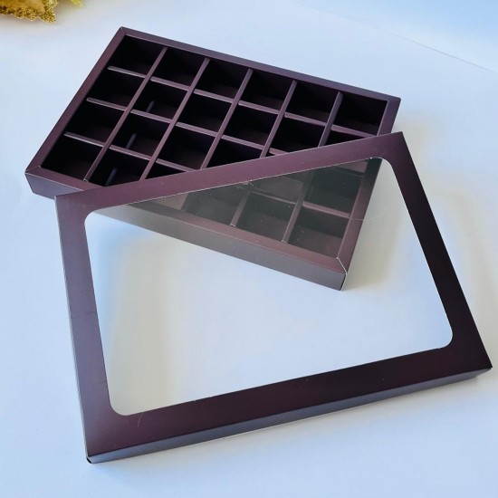 24 Bölmeli Pencereli Bonbon Çikolata Kutusu 