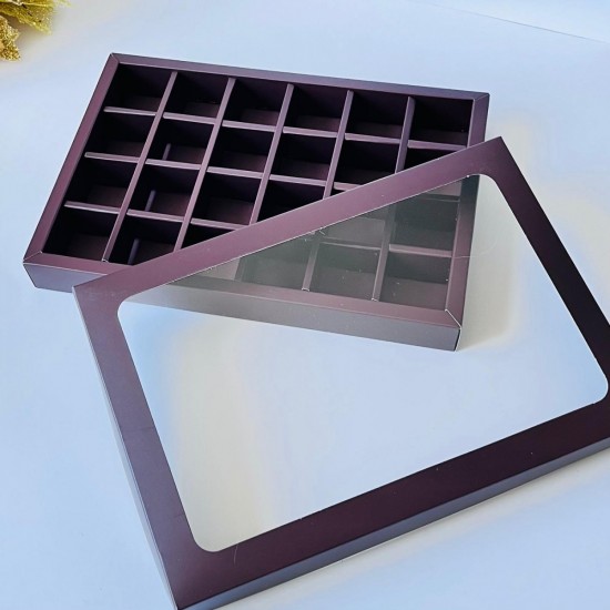 24 Bölmeli Pencereli Bonbon Çikolata Kutusu 