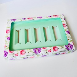 5 Bölmeli Pencereli Çikolata Kutusu Ruj Kalıp-Stick Çikolata  Çiçek Desen