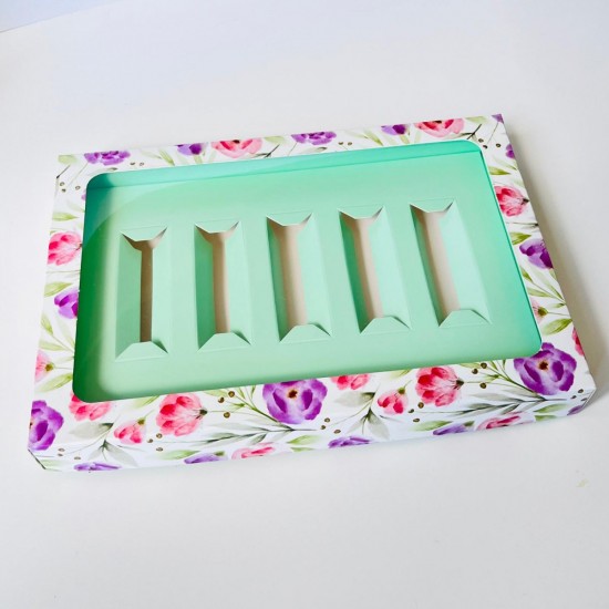 5 Bölmeli Pencereli Çikolata Kutusu Ruj Kalıp-Stick Çikolata  Çiçek Desen