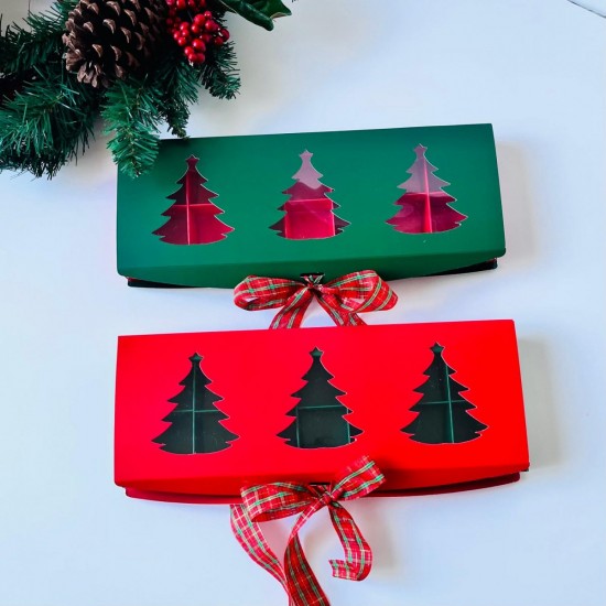 14 Bölmeli Çikolata Bonbon Kutusu-Yılbaşı (yeşil-kırmızı)