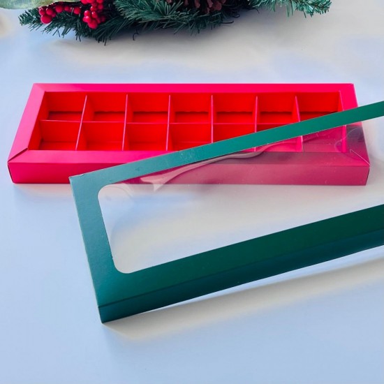 14 Bölmeli Pencereli Çikolata-Bonbon Kutusu (yeşil-kırmızı) 14 Bölmeli Pencereli Çikolata-Bonbon Kutusu (yeşil-kırmızı)