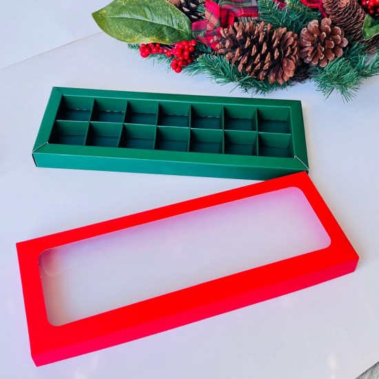 14 Bölmeli Pencereli Çikolata-Bonbon Kutusu (yeşil-kırmızı) 14 Bölmeli Pencereli Çikolata-Bonbon Kutusu (yeşil-kırmızı)