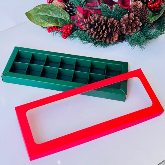 14 Bölmeli Pencereli Çikolata-Bonbon Kutusu (yeşil-kırmızı) 14 Bölmeli Pencereli Çikolata-Bonbon Kutusu (yeşil-kırmızı)