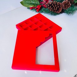 16 Bölmeli Yarım Pencereli Çikolata-Bonbon Kutusu