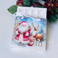 16 Bölmeli Çanta Model Bonbon Çikolata Kutusu-Simli Noel Baba