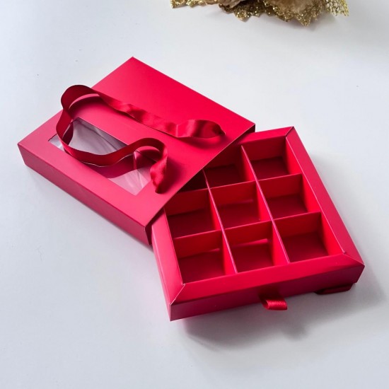9 Bölmeli Pencereli Çanta Model Bonbon Çikolata Kutusu
