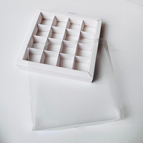 16 Bölmeli Asetat Kapaklı Bonbon Çikolata Kutusu