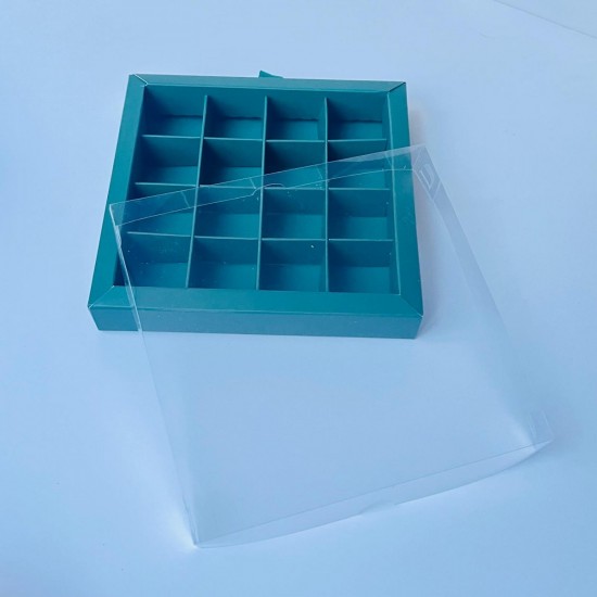 16 Bölmeli Asetat Kapaklı Bonbon Çikolata Kutusu