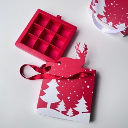 9 Bölmeli Yılbaşı-Geyik Temalı Çanta Model Kutu