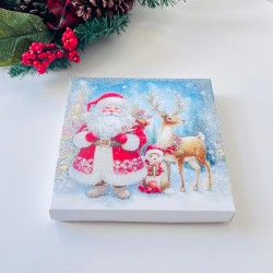 16 Bölmeli Simli Bonbon Çikolata Kutusu-Noel Baba 