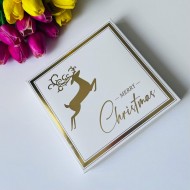 18x18x4 Gold Yaldız-Noel Geyik Baskılı Karton Kutu