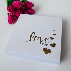 18x18x4 Gold Yaldız Love Baskılı Karton Kutu