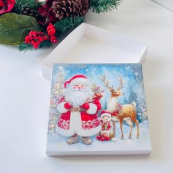 18x18x4 Karton Kurabiye Kutusu Simli Noel Baba
