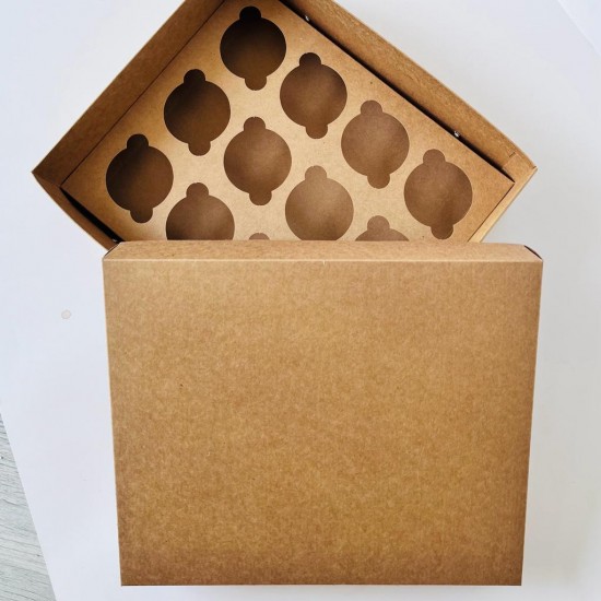 25x30x9 Karton Cupcake Kutusu 12'li