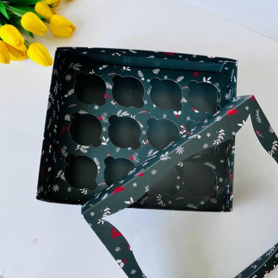25x30x9 Pencereli Cupcake Kutusu 12'li 25x30x9 Pencereli Cupcake Kutusu 12'li
