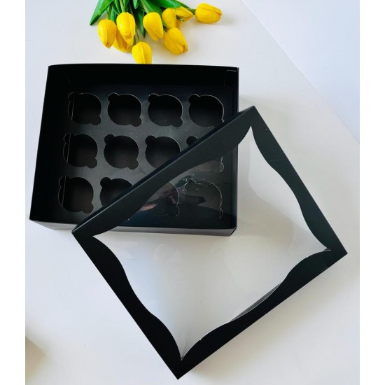 25x30x9 Pencereli Cupcake Kutusu 12'li 25x30x9 Pencereli Cupcake Kutusu 12'li