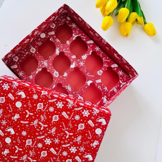 25x30x9 Karton Cupcake Kutusu 12'li