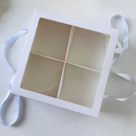 25x25x10 Pencereli Taşıma Kutusu-4 Bölmeli