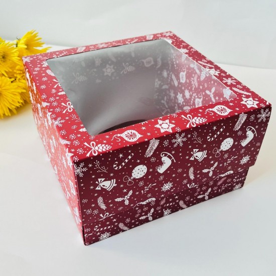 22x22x13 Pencereli Karton Kutu Yılbaşı