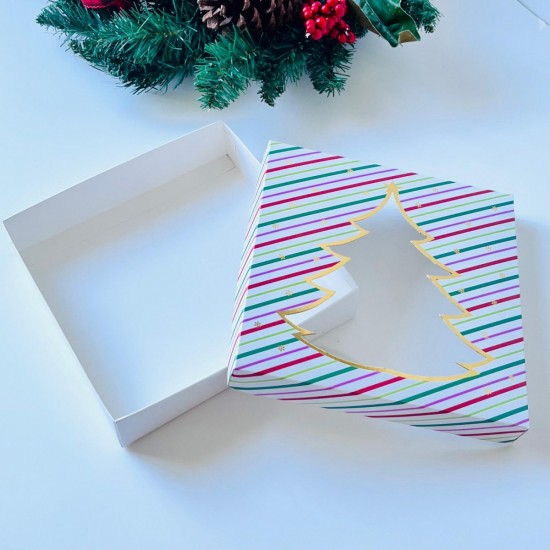 18x18x4 Çam Ağacı Tasarım  Gold Yaldız Kutu