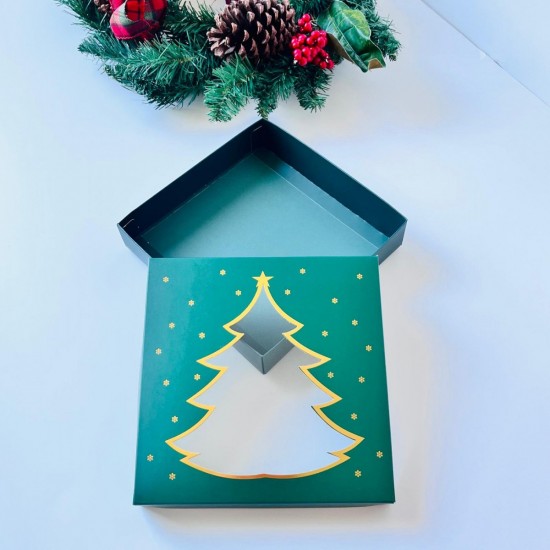 18x18x4 Çam Ağacı Tasarım  Gold Yaldız Kutu