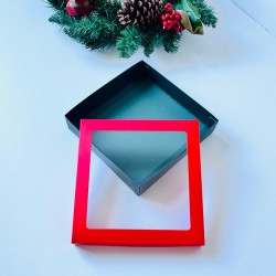 20x20x5 Pencereli Karton Kutu Yeşil-Kırmızı