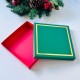 18x18x4 Gold Yaldız Detay Karton Kutu Yılbaşı (Yeşil-Kırmızı)