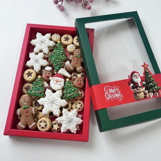 Yılbaşı Temalı Pencereli Kutu 18x30x2,5 cm-Noel Baba Yılbaşı Temalı Pencereli Kutu 18x30x2,5 cm-Noel Baba