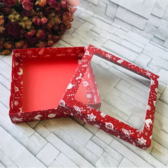 20x20x5 Pencereli Karton Kutu Yılbaşı 20x20x5 Pencereli Karton Kutu Yılbaşı