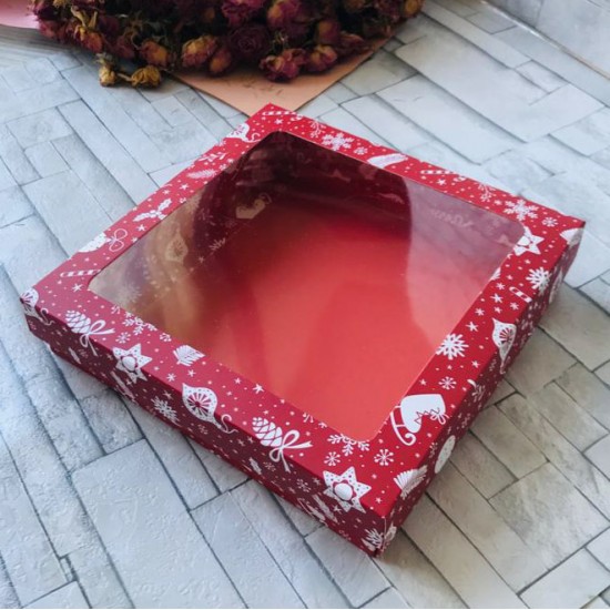 20x20x5 Pencereli Karton Kutu Yılbaşı 20x20x5 Pencereli Karton Kutu Yılbaşı