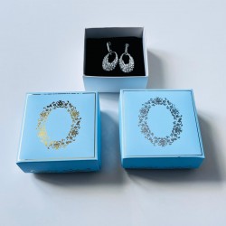 Takı Kutusu Süngerli 8x8x3,5 Mavi-Desen 1