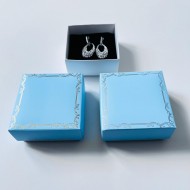 Takı Kutusu Süngerli 8x8x3,5 Mavi-Desen 3