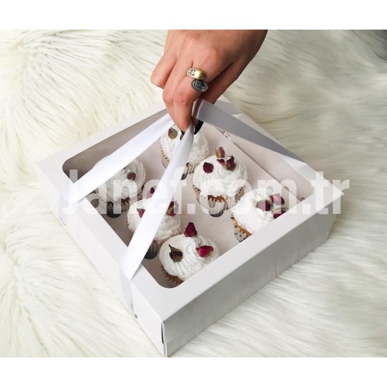 25x25x10 Pencereli Cupcake Taşıma Kutusu 6'lı