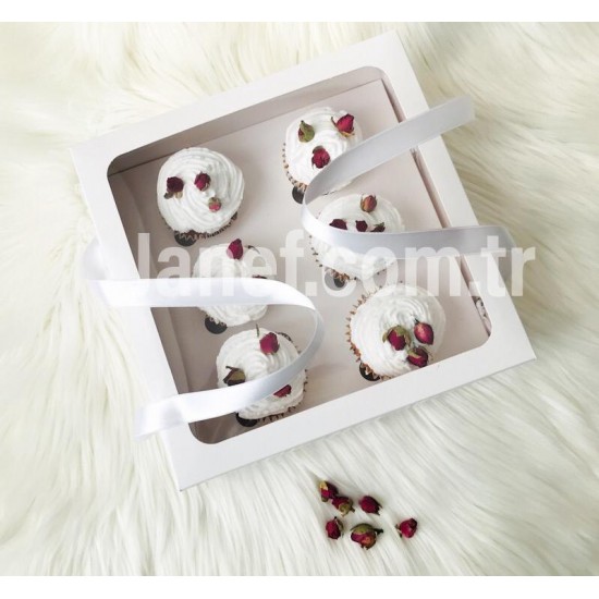 25x25x10 Pencereli Cupcake Taşıma Kutusu 6'lı