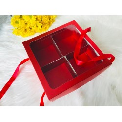 25x25x10 Pencereli Taşıma Kutusu-4 Odacıklı (GİFT BOX)