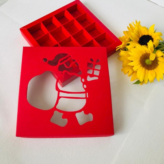 16 Bölmeli Noel Baba Tasarım Bonbon Çikolata Kutusu