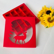 16 Bölmeli Geyik Tasarım Bonbon Çikolata Kutusu