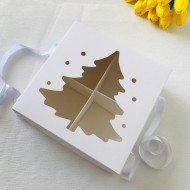 21x21x8 Çam Ağacı Tasarım Taşıma Kutusu 4 Bölmeli