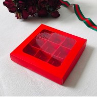 9 Bölmeli Pencereli Sürgülü Bonbon Çikolata Kutusu 