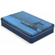 Özel  Baskılı 170x260x45 mm Mat Koyu Mavi Dikdörtgen Metal Kutu