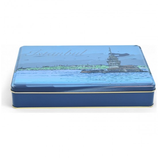 Özel  Baskılı 170x260x45 mm Mat Koyu Mavi Dikdörtgen Metal Kutu