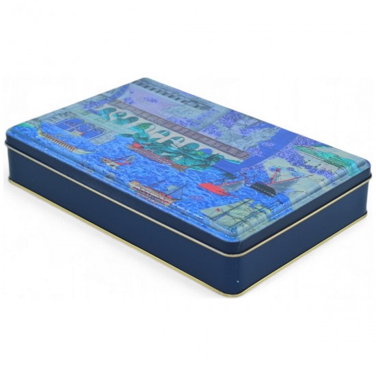 Özel  Baskılı 170x260x45 mm Mat Koyu Mavi Dikdörtgen Metal Kutu