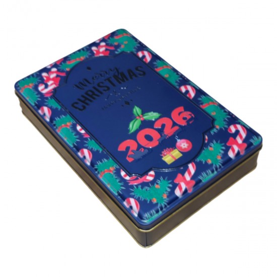 Özel  Baskılı 170x260x45 mm Mat Koyu Mavi Dikdörtgen Metal Kutu