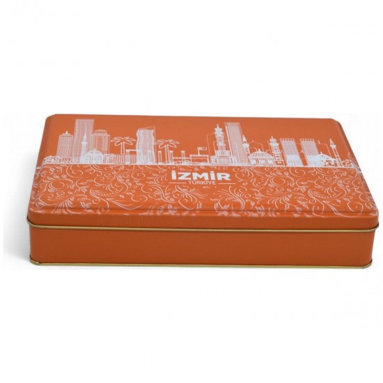 Özel  Baskılı 170x260x45 mm Mat Turuncu Dikdörtgen Metal Kutu