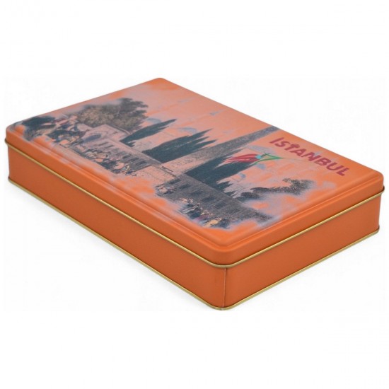 Özel  Baskılı 170x260x45 mm Mat Turuncu Dikdörtgen Metal Kutu
